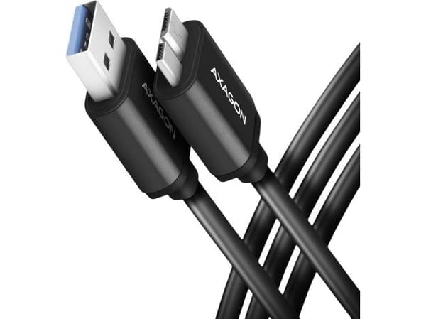 Axagon BUMM3-AM10AB, 1 m, Micro-USB B, USB A, USB 3.2 Gen 1 (3.1 Gen 1), 5000 Mbit/s, Sort
