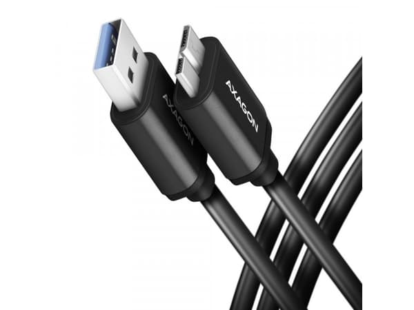 Axagon BUMM3-AM10AB, 1 m, Micro-USB B, USB A, USB 3.2 Gen 1 (3.1 Gen 1), 5000 Mbit/s, Sort