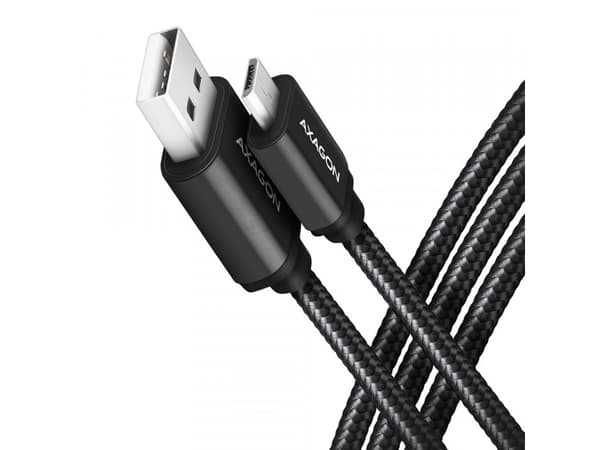 Axagon BUMM-AM10TB, 1 m, Micro-USB B, USB A, USB 2.0, 0,48 Gbit/s, Svart