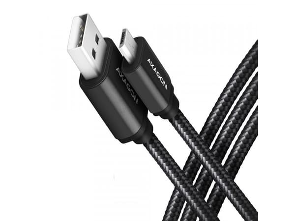 Axagon BUMM-AM15AB, 1,5 m, Micro-USB B, USB A, USB 2.0, 0,48 Gbit/s, Svart