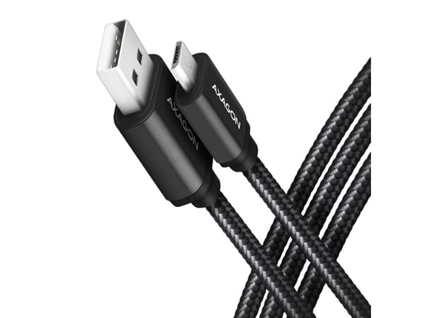 Axagon BUMM-AM20AB, 2 m, Micro-USB B, USB A, USB 2.0, 0,48 Gbit/s, Svart