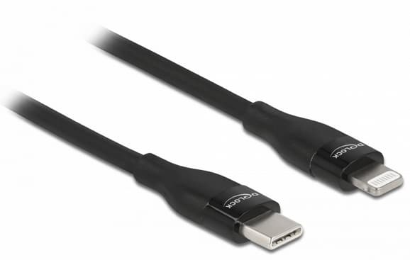 Delock - Lightning-kabel - 24 pin USB-C hann til Lightning hann - 50 cm - svart - Power Delivery-støtte
