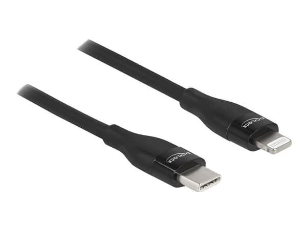 Delock - Lightning-kabel - 24 pin USB-C hann til Lightning hann - 50 cm - svart - Power Delivery-støtte