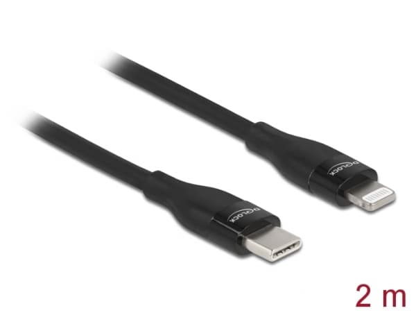 Delock - Lightning-kabel - 24 pin USB-C hann til Lightning hann - 2 m - svart - Power Delivery-støtte