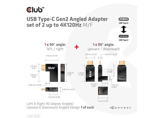 CLUB3D CAC-1528 USB-kabel USB 3.2 Gen 2 (3.1 Gen 2) USB C
