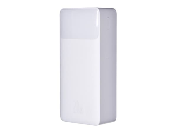 Baseus Bipow, 30000 mAh, litiumpolymer (LiPo), 3,7 V, Hvid