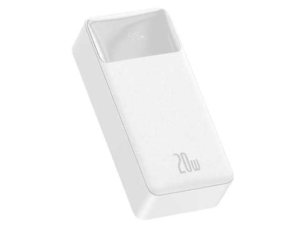 Baseus Bipow, 30000 mAh, litiumpolymer (LiPo), 3,7 V, Hvid