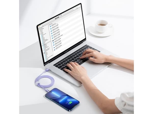 Baseus Crystal Shine, Grå, USB C, Lightning, 1,2 m, Hankontakt, Hankontakt