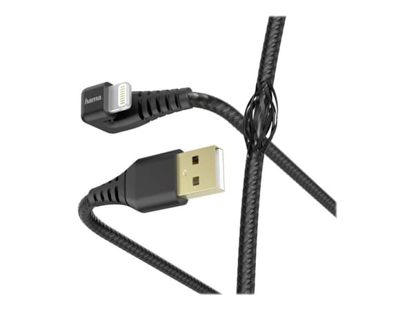 Hama Prime Line "Gamer" - Lightning-kabel - Lightning hane vinklad till USB hane - 1.5 m - svart - formpressad