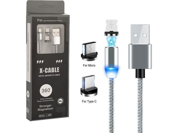 USB-kabel Prolink USB-A - microUSB + USB-C Szary (023344)