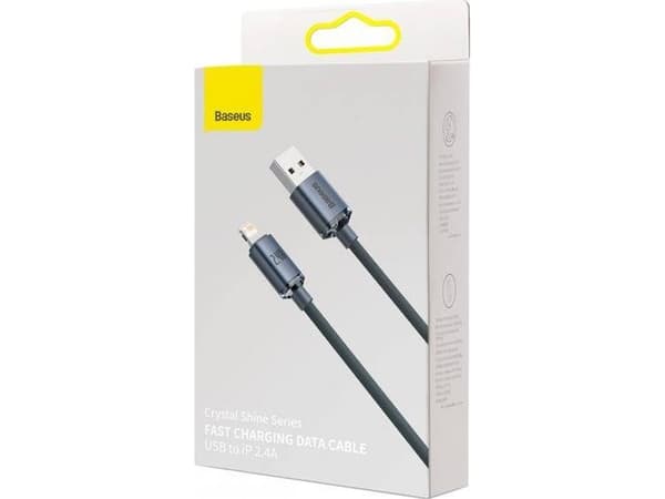 Baseus Crystal Shine, 2 m, Lightning, USB A, Hankjønn, Hankjønn, Sort