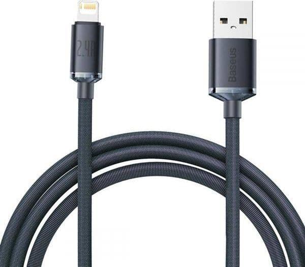 Baseus Crystal Shine, 2 m, Lightning, USB A, Hankjønn, Hankjønn, Sort