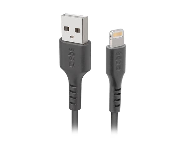 SBS TECABLEUSBIP589K, 1 m, Lightning, USB A, Uros, Uros, Musta