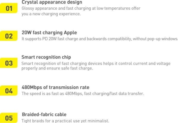 Baseus USB cable Baseus Crystal USB-C to Lightning cable, 20W, PD, 2m (blue)