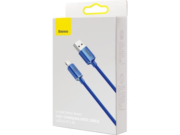 Baseus Crystal Shine, 2 m, Lightning, USB A, Hankoppling, Hankoppling, Blå
