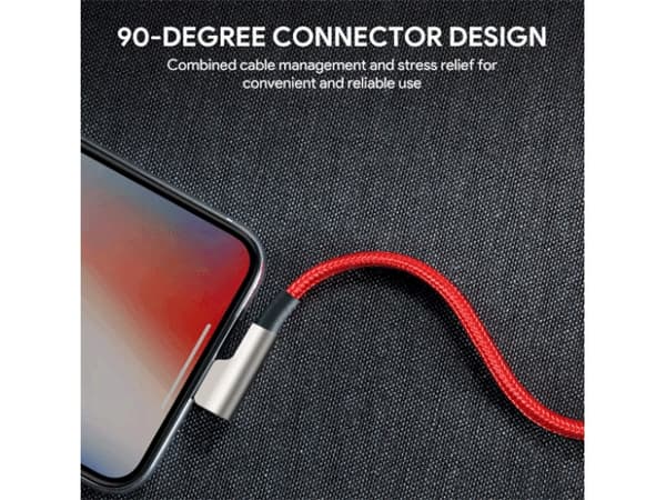 AUKEY CB-AL01 Rød OEM ultrakestävä nailon Pikalataus Lightning-USB-kaapeli | 2m | MFi Apple-sertifiointi