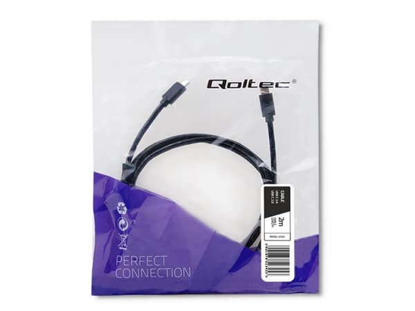 Qoltec - USB-kabel - 24 pin USB-C (hann) til 24 pin USB-C (hann) - USB 2.0 - 0.8 A - 2 m - svart