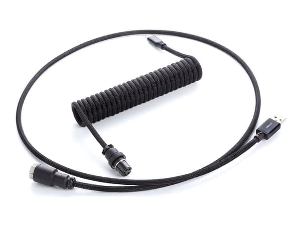 CableMod PRO Series - Tangentbordskabel - USB (hane) avtagbar till 24 pin USB-C (hane) avtagbar - 1.5 m - lindad - midnight black (black on black)