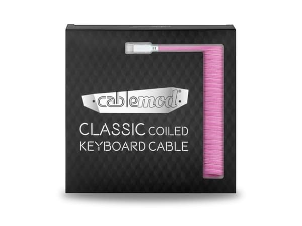 CableMod Classic - Tangentbordskabel - USB (hane) till 24 pin USB-C (hane) - 1.5 m - lindad - strawberry cream (white on pink)