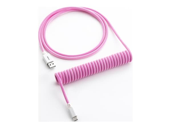 CableMod Classic - Tangentbordskabel - USB (hane) till 24 pin USB-C (hane) - 1.5 m - lindad - strawberry cream (white on pink)