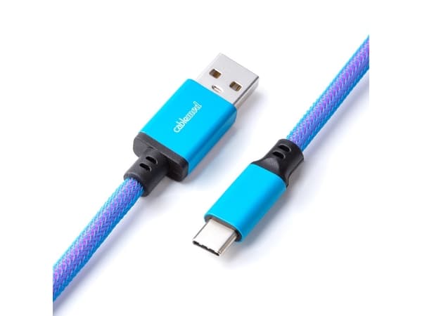 CableMod Classic - Tangentbordskabel - USB (hane) till 24 pin USB-C (hane) - 1.5 m - lindad - galaxy blue (light blue on pink)
