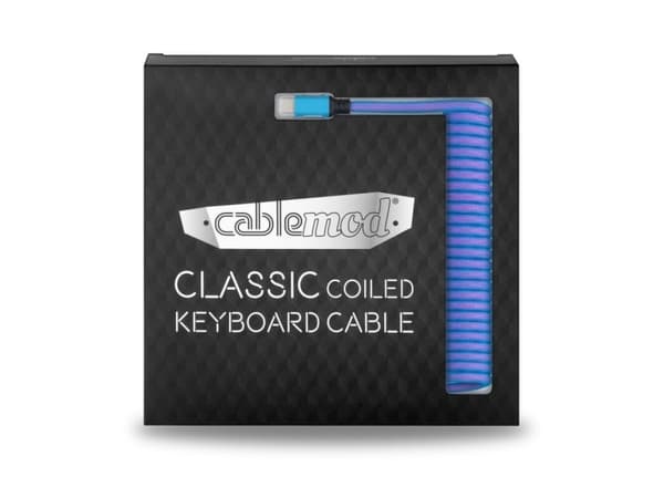 CableMod Classic - Tangentbordskabel - USB (hane) till 24 pin USB-C (hane) - 1.5 m - lindad - galaxy blue (light blue on pink)
