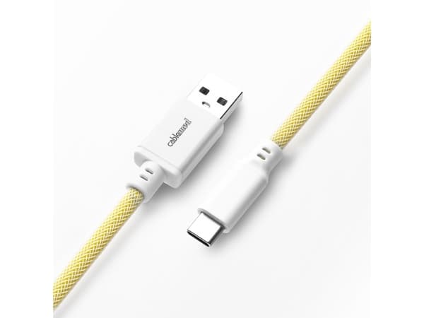 CableMod Classic - Tangentbordskabel - USB (hane) till 24 pin USB-C (hane) - 1.5 m - lindad - lemon ice (white on yellow)