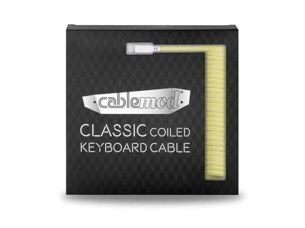 CableMod Classic - Tangentbordskabel - USB (hane) till 24 pin USB-C (hane) - 1.5 m - lindad - lemon ice (white on yellow)