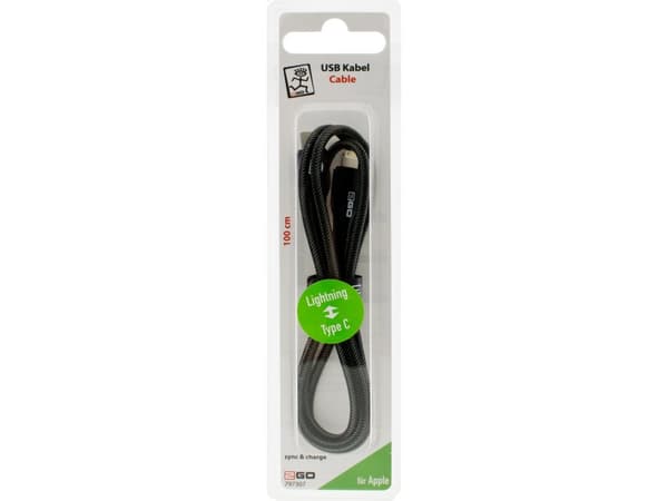 2GO 797307 USB-kaapeli 1 m USB C Lightning Musta (797307)