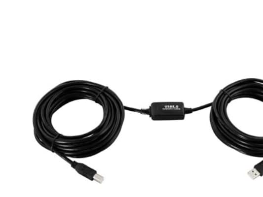 DELTACO USB-EX10MB - USB-kabel - USB (hane) till USB typ B (hane) - USB 2.0 - 10 m - aktiv - svart
