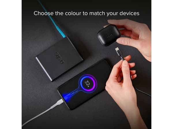 SBS TEKITCC3X1WBK, 1,2 m, USB C, USB C, USB 2.0, Svart, Blå, Vit