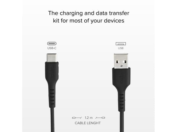 SBS TEKITUSBC3X1WBK, 1,2 m, USB C, USB A, USB 2.0, Svart, Blå, Vit