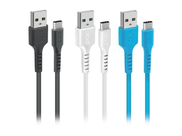 SBS TEKITUSBC3X1WBK, 1,2 m, USB C, USB A, USB 2.0, Svart, Blå, Vit