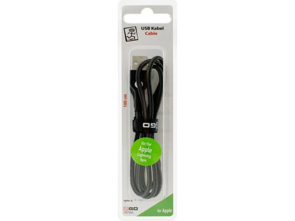 2GO 797305, 1 m, Lightning, USB B, Hankjønn, Hankjønn, Sort