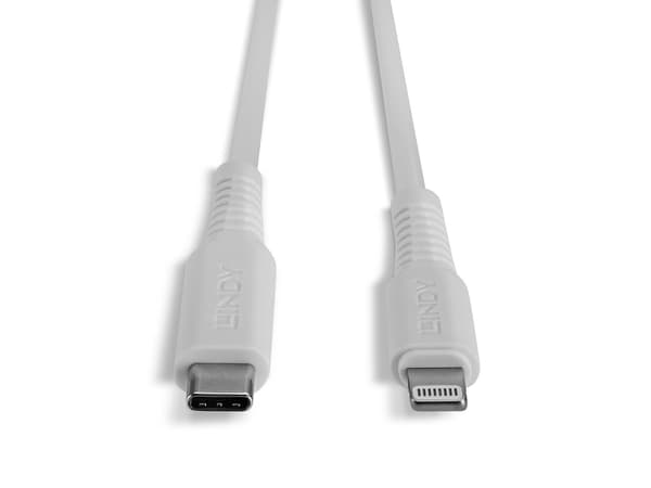 Lindy 31318, 3 m, Lightning, USB C, Hankjønn, Hankjønn, Hvit
