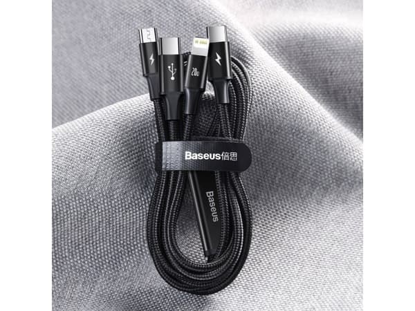 Kabel USB Baseus USB-C - USB-C + microUSB + Lightning 1.5 m Zielony (1573-74475_20220301153445)
