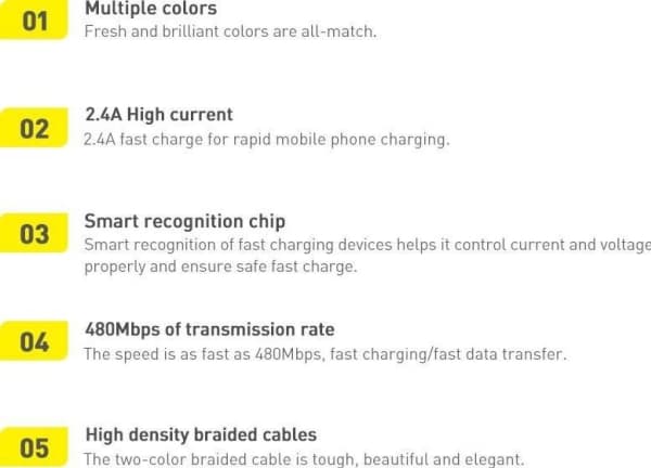Baseus CAJY000501, 2 m, USB C, USB A, 0,48 Gbit/s, Svart