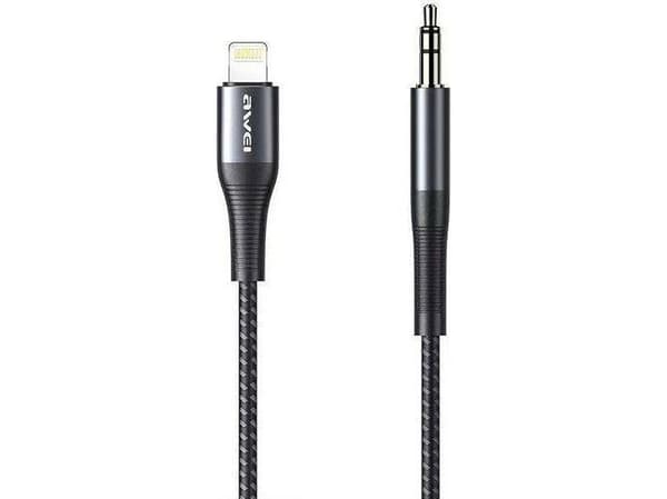 Kabel USB Awei Lightning - mini Jack 3.5 mm Czarny (6954284001052)