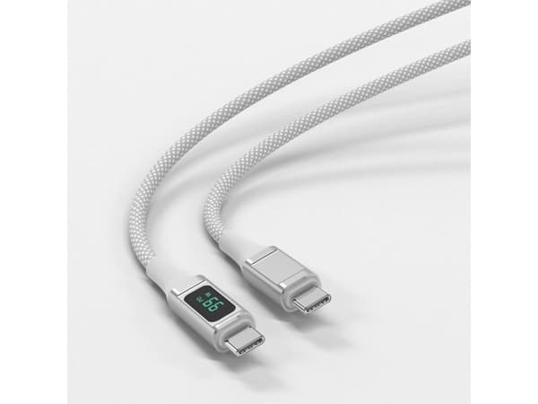 4smarts DigitCord - USB-kabel - 24 pin USB-C (hann) til 24 pin USB-C (hann) - 20 V - 5 A - 1.5 m - USB Power Delivery (100 W) - hvit