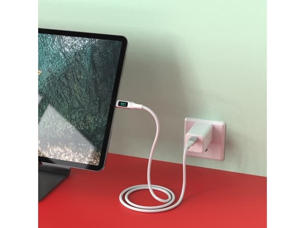 4smarts DigitCord - USB-kabel - 24 pin USB-C (hann) til 24 pin USB-C (hann) - 20 V - 5 A - 1.5 m - USB Power Delivery (100 W) - hvit