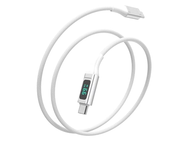 4smarts DigitCord - USB-kabel - 24 pin USB-C (hann) til 24 pin USB-C (hann) - 20 V - 5 A - 1.5 m - USB Power Delivery (100 W) - hvit