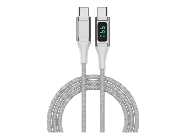 4smarts DigitCord - USB-kabel - 24 pin USB-C (hann) til 24 pin USB-C (hann) - 20 V - 5 A - 1.5 m - USB Power Delivery (100 W) - hvit
