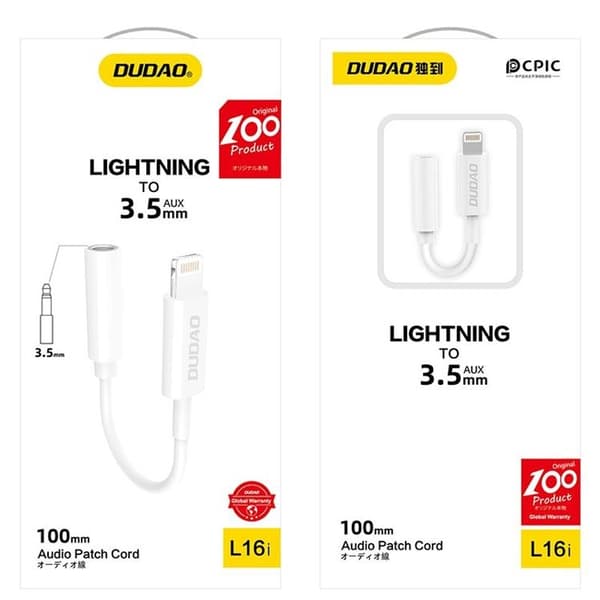 Dudao Ljud Adapter Lightning Till 3.5mm Mini Jack - Vit
