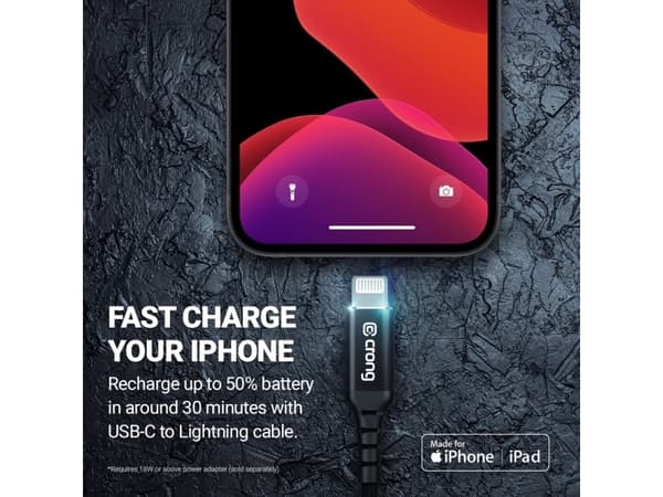 Crong CRG-AL15USCL-BLK, 1,5 m, Lightning, USB C, Hankjønn, Hankjønn, Aluminium, Sort