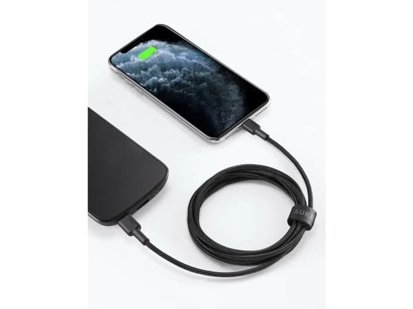 Aukey CB-CL03 nylon Lightning-USB C | USB Power Delivery USB-PD | 2m | Apple MFi sertifikaatti | musta