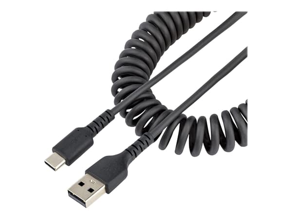 StarTech.com 20in (50cm) USB A to C Charging Cable, Coiled Heavy Duty Fast Charge & Sync USB-C Cable, High Quality USB 2.0 A to Type-C, Rugged Aramid