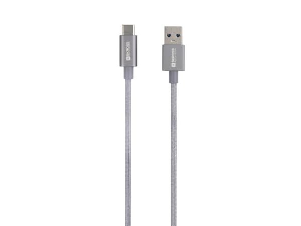 Skross USB-kabel USB 3.2 Gen1 (USB 3.0) USB-A-hanstik 1.20 m Space-grå Rund, Fleksibel, Stof-beklædning SKCA0012A-C120CN