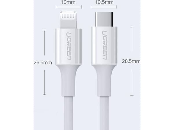 Ugreen cable MFi cable USB Type C - Lightning 20W 3A 0.25 m white (US171)
