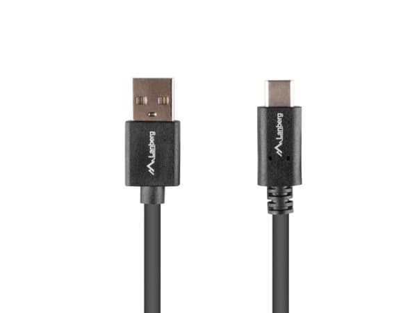 Lanberg USB-kabel USB-A - USB-C 0,5 m Svart (CA-USBO-15CU-0005-BK)