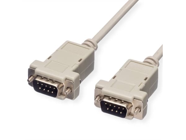 Value RS232 Cable, DB9 M - M 1.8 m, 1,8 mm, Grå